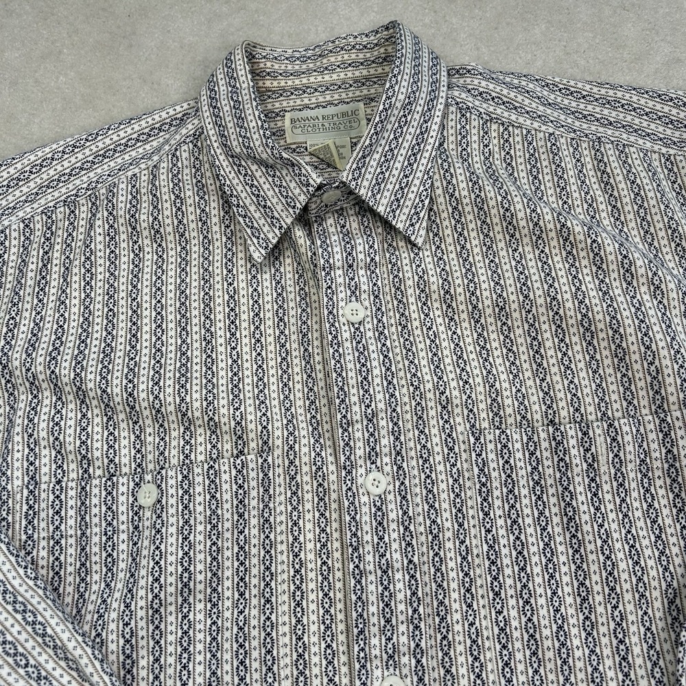 Vintage 80s Banana Republic Safari & Travel Co. Shirt Mens M Aztec Striped Rare